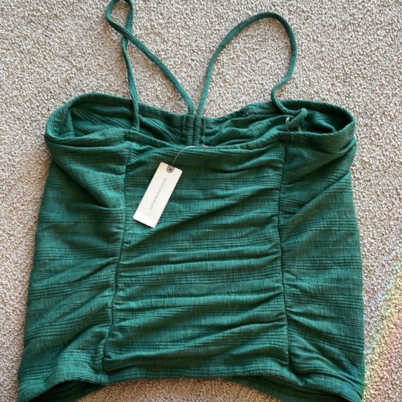 Anthropologie Pilcro emerald green tube top with cross straps - Picture 2 of 4